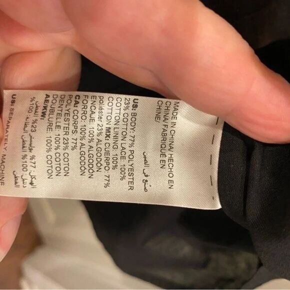 Chico's Bell Flare Sleeved Embroidered Lace Polka Dot‎ Ruffle Black Blouse 4/6 - Picture 6 of 7